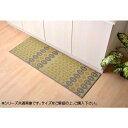 国産い草キッチンマット お花畑　グレー 約60×270cm 8240180