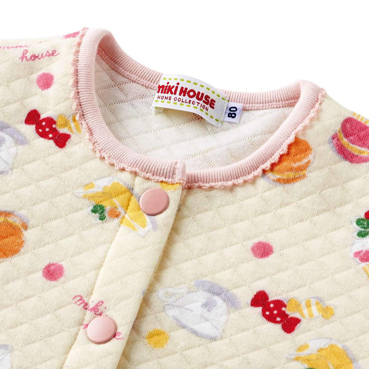 ミキハウス 前開き長袖パジャマ ベビー キッズ 子供 女の子 秋 冬（80-130cm）mikiHOUSE［13-7302-455］【ラッキーシール対応】