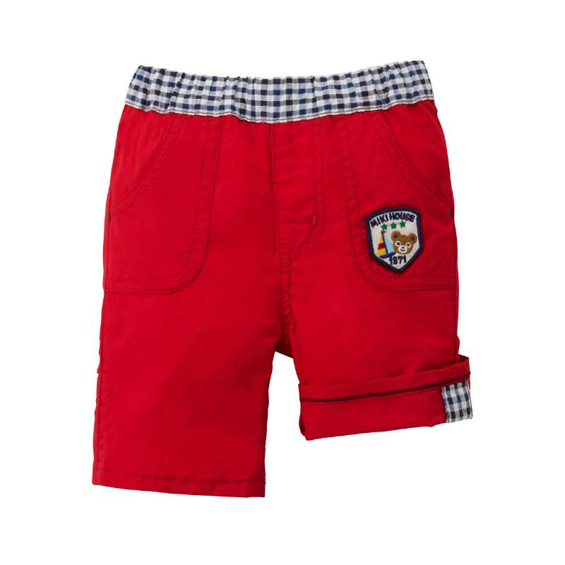 【セール30%OFF】ミキハウス mikihouse ワッペン付き6分丈パンツ (80cm-100m) ハーフパンツ ボトムス 半ズボン パンツ 春 夏 かわいい おしゃれ ベビー 赤ちゃん キッズ 子供服 男の子【12-3103-826】