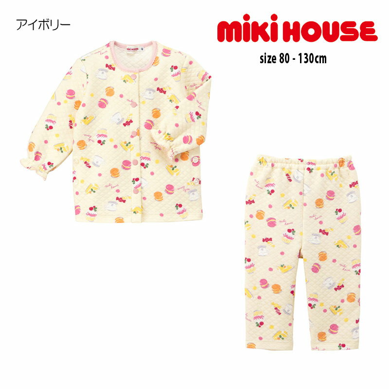 楽天Pockybear【セール30％OFF】ミキハウス mikihouse ニットキルト長袖パジャマ （80cm-130cm） パジャマ ナイトウェア 寝巻 ルームウェア 部屋着 長袖 ニット かわいい スイーツ 秋 冬 ベビー キッズ 子供 女の子【13-7302-455】