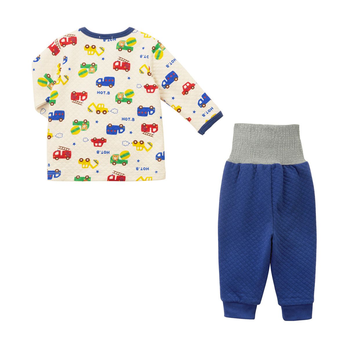 【10/4〜ノベルティ対象】ミキハウス mikihouse ホットビスケッツ 長袖パジャマ（80cm・90cm・100cm・110cm・120cm） ベビー ベビー服 男の子 キッズ 子供服 子ども 寝巻 はらまき 腹巻付き【73-7303-827】
