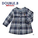 【セール30%OFF】ミキハウス mikihouse ダブルビー チュニック (110cm・120cm) 半袖 Tシャツ チュニック チェック柄 前開き ボタン...