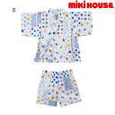 ミキハウス mikihouse パッチワーク柄プッチー甚平スーツ （80cm-110cm) 甚平 浴衣 部屋着 ルームウェア 夏 お祭り 夏祭り ベビー キッズ 子供 男の子 【12-7505-493】