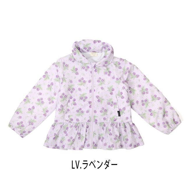 【セール40%OFF】ラポシェビスキュイ 野イチゴ総柄ペプラムジャケット (80cm-140cm) アウター ウィンドブレーカー はおり 防寒 ペプラム イチゴ 総柄 かわいい おしゃれ 子供 ベビー キッズ 女の子 La poche biscuit【lp24sp016】
