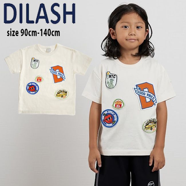 樂天商城 - 【セール40%OFF】ディラッシュ カラフルワッペンいっぱい半袖Tシャツ (90cm-140cm) トップス 半袖 Tシャツ ロゴ ワッペン カラフル かわいい おしゃれ 夏 子供服 キッズ 男の子 DILASH【dl24es121】