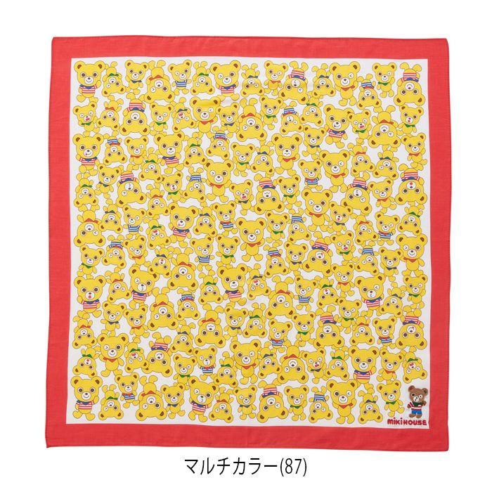 【セール30%OFF】 ミキハウス mikihouse プッチーいっぱい♪総柄バンダナ 《F(53cm×53cm)》 バンダナ 弁当包み ランチクロス ハンカチ 大判 おしゃれ かわいい 総柄 キャラクター 通園 通学 子供 子供服 キッズ 男の子 女の子 【12-8101-573】