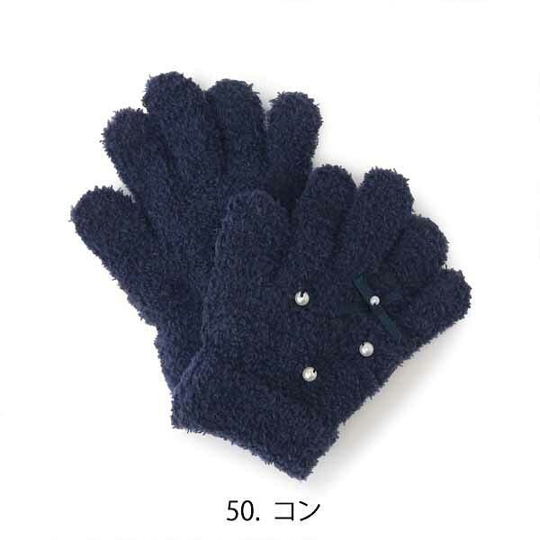 Pockybearの【セール30%OFF】プティマインパールリボン手袋(S・M)手袋5本指防寒かわいいおしゃれフェイクパールギフトプレゼント冬小物冬キッズ子供用女の子petitmain【9654412】｜アングル3