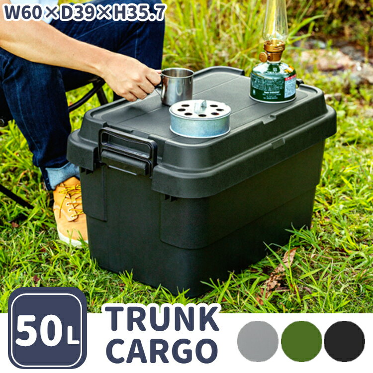日本製 50L トランクカーゴS 容量50リットル 50 収納ボックス 収納ケース 衣類収納 工具収納 道具収納 アウトドア キャンプ レジャー ソロキャンプ 公園 ピクニック フタ付き ふた付き 蓋付き 座れる スツール 軽量 丈夫 おしゃれ DIY TC-50S