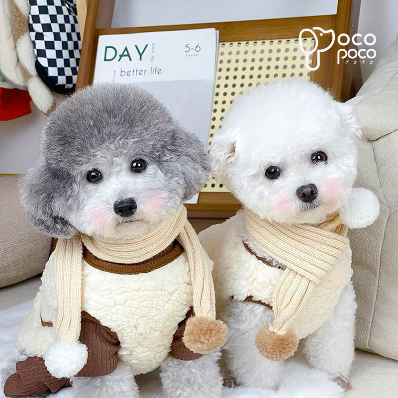 犬服 冬服 ベスト アウター 背中開き 二層構造 マフラー付き 可愛い オシャレ あた...