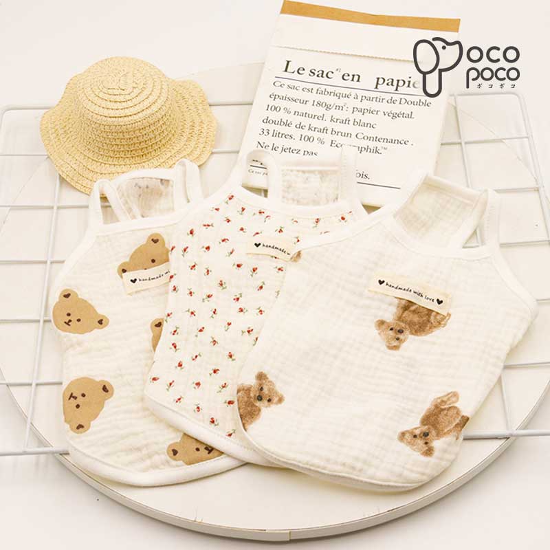 犬服 春 タンクトップ 袖なし ノースリーブ キャミソール 小型犬 可愛い フレンチブルドッグ 服 犬の服 ドッグウェア 熊柄 涼しい おしゃれ 女の子 男の子 大人気 インスタ映え 韓国風 プレゼント