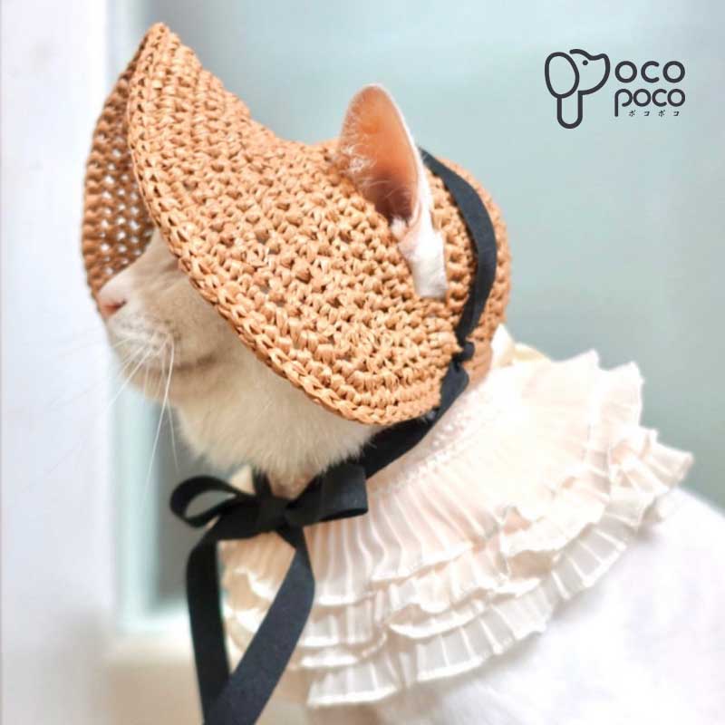 犬 帽子 夏 小型犬 可愛い 男の子 カワイイ 犬 麦わら キャップ 犬 グッズ 小物 アクセサリー ファッション イヌ用 いぬ用 紫外線防止 夏バテ防止のサムネイル
