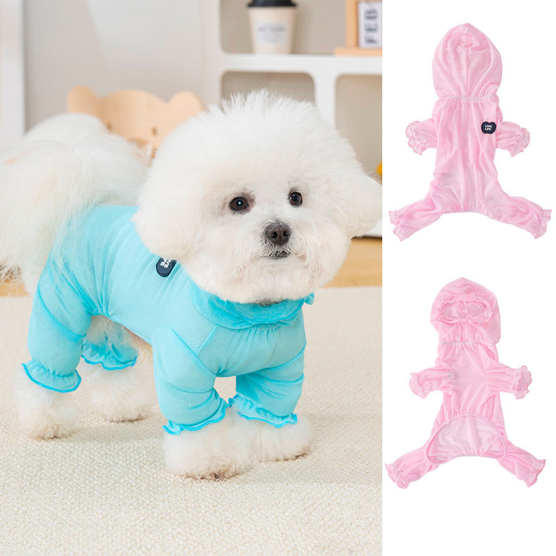 Rakuten - 犬 夏服 メッシュ ロンパース 【通気性100点】 風を通す 涼しい つなぎ 虫除け 蚊よけ 対策 伸縮 ストレッチ 動きやすい ひんやり ドッグウェア 抜け毛 対策 部屋着 お出かけ 散歩 中型犬 小型犬 パピー チワワ トイプードル ダックス