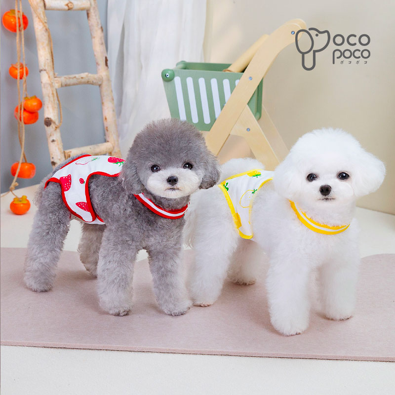 職人手作り犬服のポコポコの犬用 サニタリーパンツ マナーパンツ 生理パンツ おむつカバー 繋ぎパンツ 女の子用 発情期用 生理用 尿もれ オシッコ対策 ずれない しつけ用品 介護 散歩 高齢犬 通気性 可愛い お洒落 おでかけ おすすめ動画付き｜アングル3