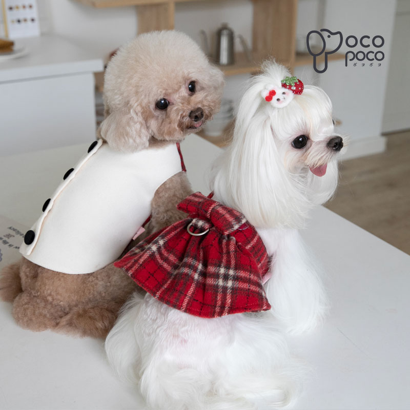 【スーパーSALE 10%OFF】犬服 ワンピース ベスト けん引 ハーネスウェア ペアルック カップル 秋冬 タータンチェック 上品 ペットウエア 小型犬 中型犬 おしゃれ かわいい 柔らかい 女の子 男の子 プレゼント インスタ映え お散歩 お出かけウェア【着用動画あり】