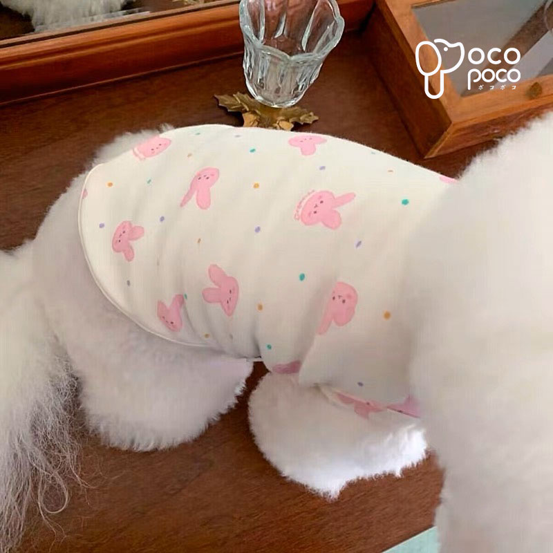 職人手作り犬服のポコポコの【スーパーSALE10%OFF】犬服 ドッグウェア タンクトップ クマ柄 うさぎ柄 小型犬 中型犬 可愛い 男の子 女の子 カワイイ トイプードル ダックス チワワ おしゃれ おもしろ かわいい 着せやすい 大人気 インスタ映え｜アングル3