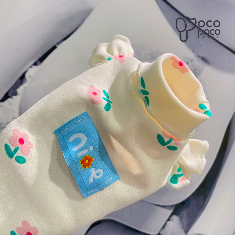 【全商品ポイント5倍】犬服 ペット服 ドッグウェア カットソー トップス インナー 重ね着 可愛い ,小花柄 おそろい 柔らかい 伸縮性抜群 人気 男の子 女の子 可愛い オシャレ お出かけ お散歩 猫服