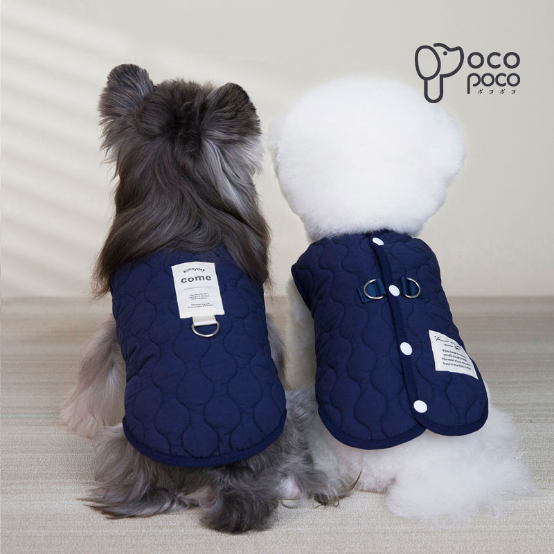 【楽天1位】犬 服 犬服 冬 ベスト アウター 犬の服 キルティング ベスト秋冬 前開き 背開き ハーネス Dカン付き ドッグウェア 超小型犬 小型犬 中型犬 防寒 おしゃれ 暖かい 着脱簡単 スナップボタン 5サイズ S M L XL 2XL pocopoco pocopoco-10001023 職人手作り犬服のポコポコ サンプル画像3