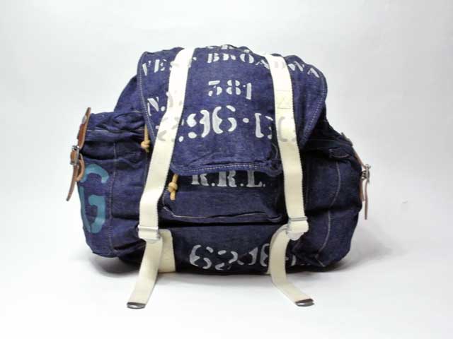 【RRL&CO./ダブルアールエル】STENCILED DENIM BACKPACK ・ステンシル・デニムバックパック　（ヴィンテージ・ミリタリー）