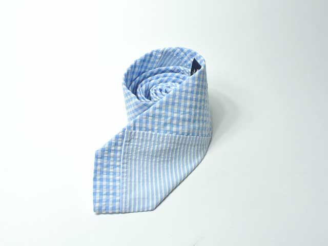 【Brooks Brothers/ブルックスブラザーズ】クレイジーパターン・ギンガムチェック×ストライプ・コットンタイ　（made in NEW YORK）