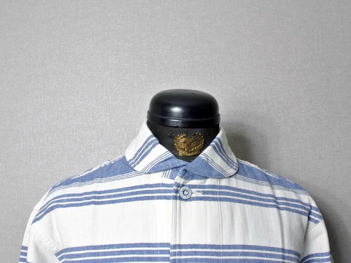 【RRL&CO./ダブルアールエル】2020 SS Dead Stock / INDIGO STRIPED OVERSHIRT / 1940s・コットンリネンツイル・ミリタリーオーバーシャツ・カバーオール　（ヴィンテージ・ミリタリー・ワーク）