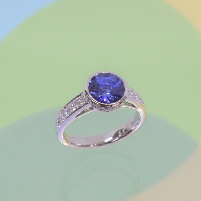 【送料無料】プラチナ900 バイオレットサファイヤ ダイヤ入リング【ジュエリー・ハート】　誕生日 ギフト プレゼント レディース 40代 50代