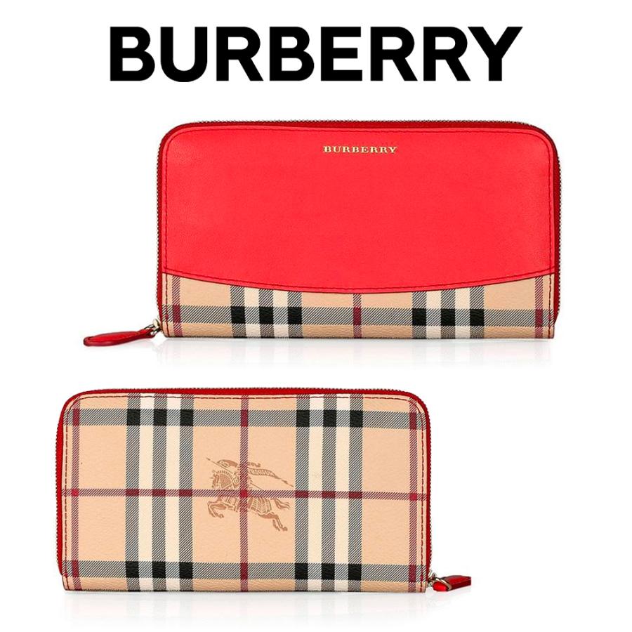 楽天Watch STYLEバーバリーBURBERRY レディース チェック ウォレット 長財布 3930325 60940 CORAL-RED レッド 海外輸入新古品