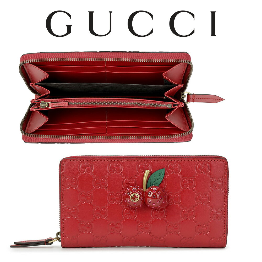 グッチ GUCCI レディース チェリー ダブル GG エンボス 長財布 ファスナー小銭入れ 476049 0G6ET 6483 海外輸入新古品