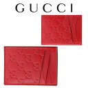 グッチ GUCCI メンズ グッチシグネチャー レザー 縦型　レッド カードケース 495015 CWC1R 6433 海外輸入新古品