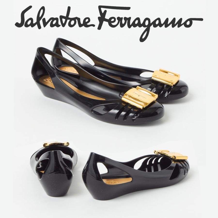 フェラガモ FERRAGAMO レディース レザー ラバーパンプス リボン 0550643 BERMUDA NERO 海外輸入新古品