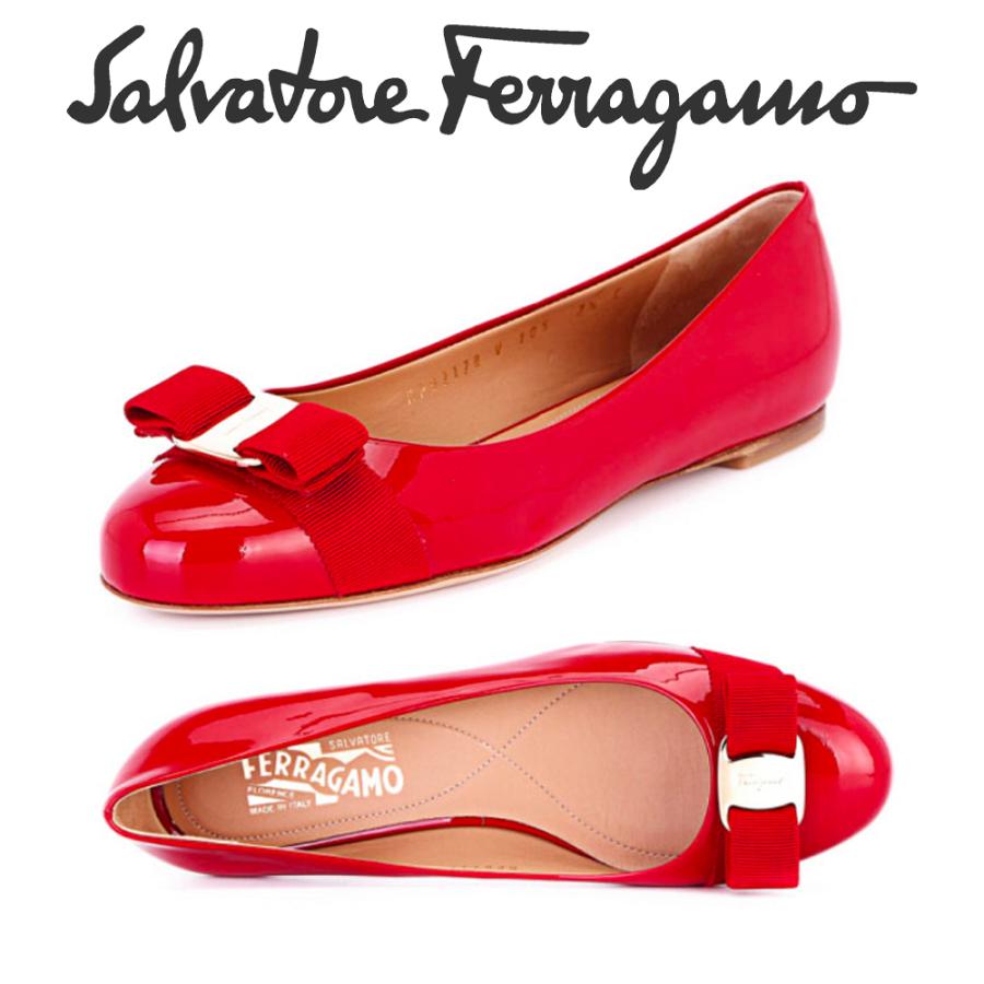 楽天Watch STYLEフェラガモ FERRAGAMO レディース リボン レザー パンプス 0592125 VARINA ROSSO 海外輸入新古品