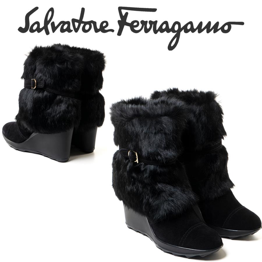 サルヴァトーレ・フェラガモ フェラガモ FERRAGAMO レディースウサギスノーブーツ 0586314 NUCCIO NERO 海外輸入新古品