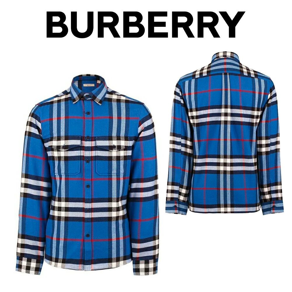 バーバリーBURBERRY メンズ ブルー シャツ 3942161 4080B MARINE-BLUE 海外輸入新古品