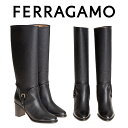 フェラガモ FERRAGAMO レディース ミッド ブーツ 0645067 FLAVIUS NERO 海外輸入新古品