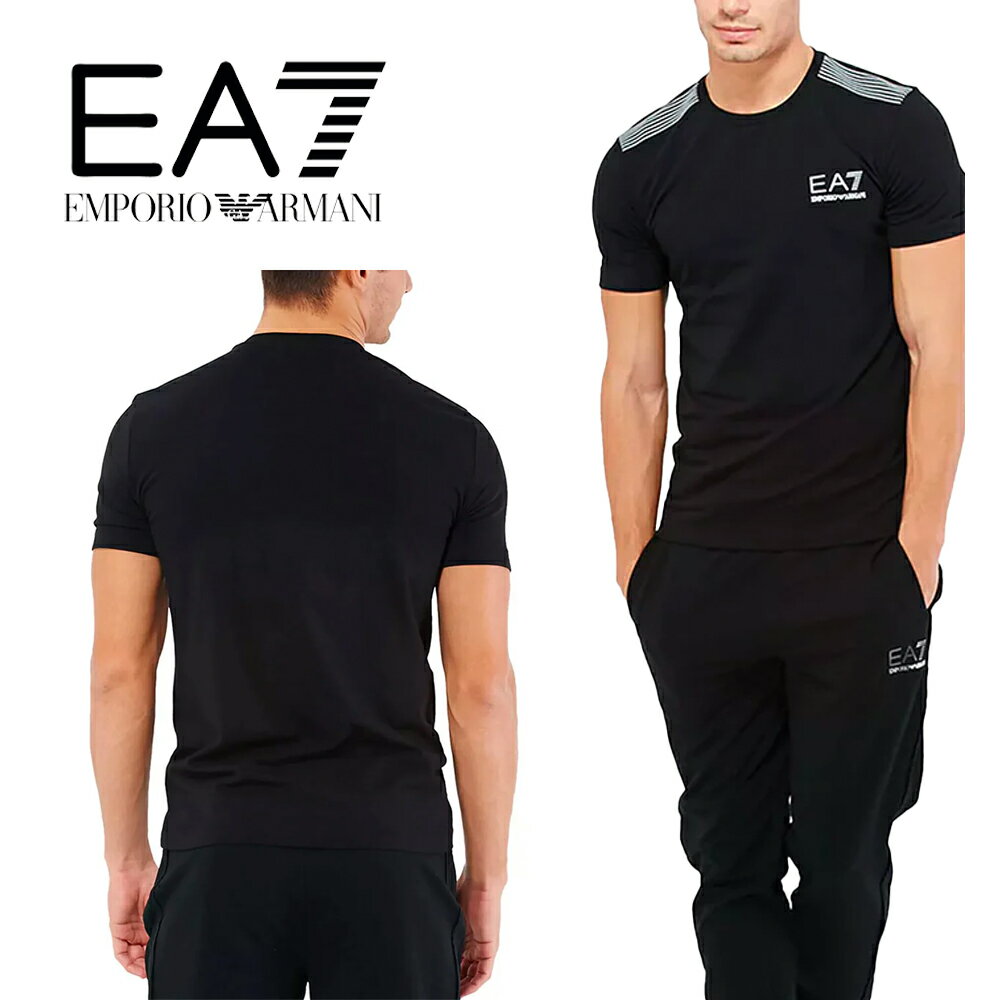EMPORIO ARMANI EA7 メンズ ロゴ プリント クルーネック Tシャツ 273524 4A206 00010 海外輸入新古品