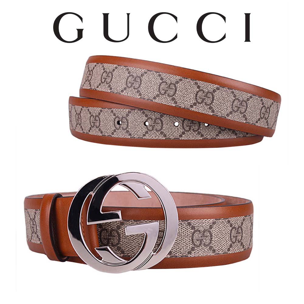 グッチ ベルト（メンズ） グッチ GUCCI インターロッキングレザーベルト 142930 KGDHN 8526 海外輸入新古品