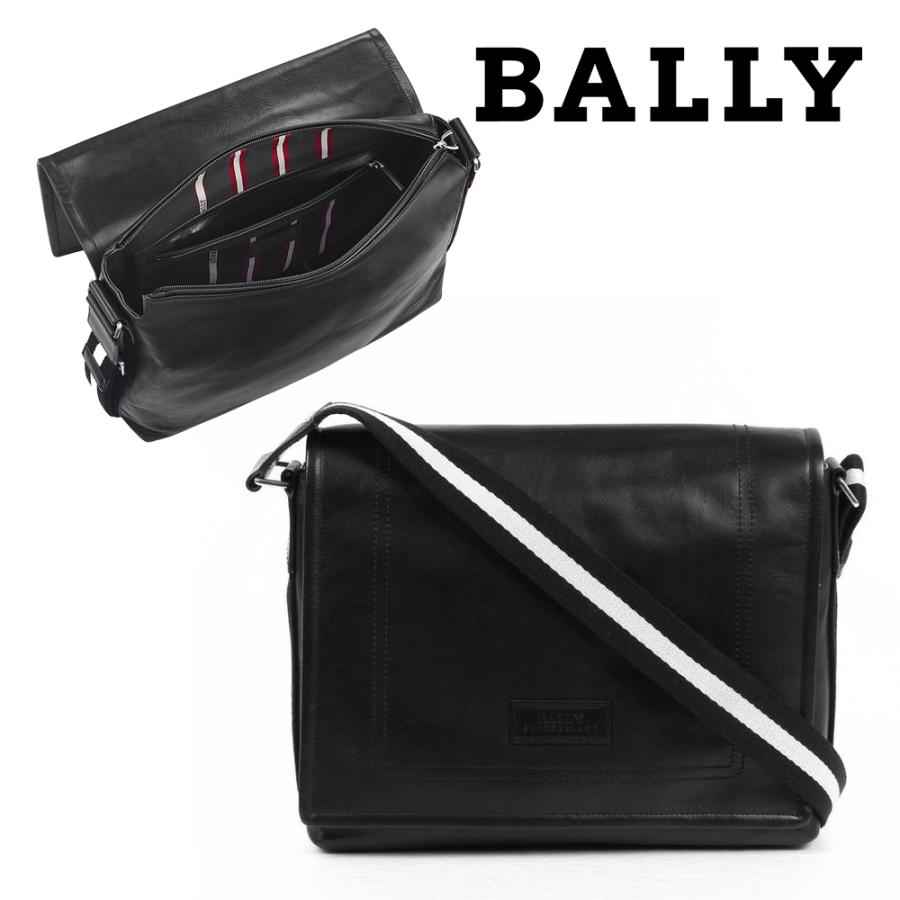 バリー バッグ メンズ バリー BALLY ブラックメンズ レザー ショルダー メッセンジャーバッグ 6184566 TEPOLT280 BLACK 海外輸入新古品