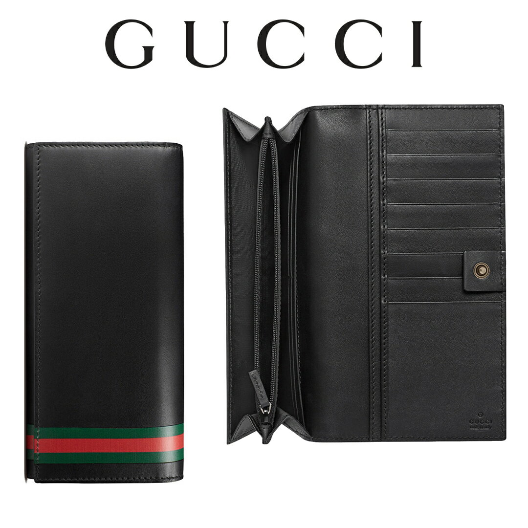 グッチ 長財布（メンズ） グッチ GUCCI シェリーライン サイドライン 長財布 ブラック 386844 BTT7N 1060 海外輸入新古品