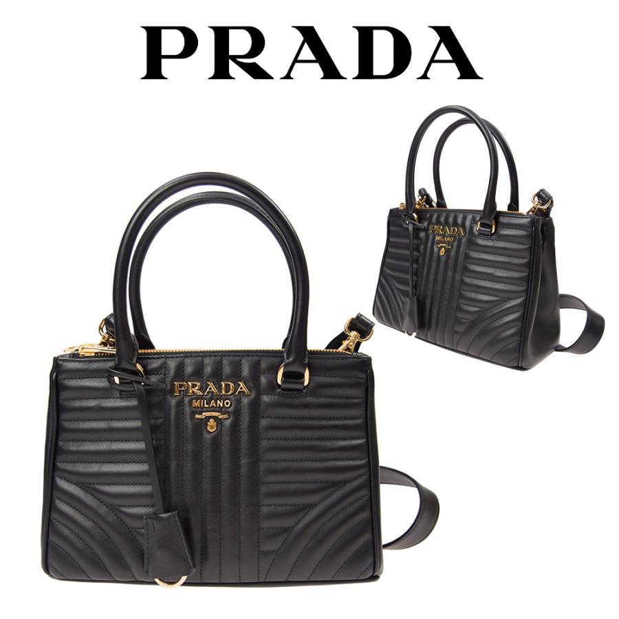 プラダ PRADA レディース ダイアグラム ソフト カーフ レザー メタル レタリング ロゴ ハンドバッグ 1BA896 2D91 NERO1 海外輸入新古品