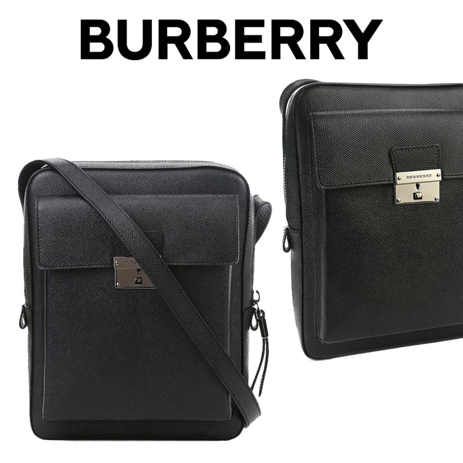 バーバリー BURBERRY ブラック レザー ショルダーバッグ 斜め掛け メンズ 3901691 00100 BLACK 海外輸入新古品