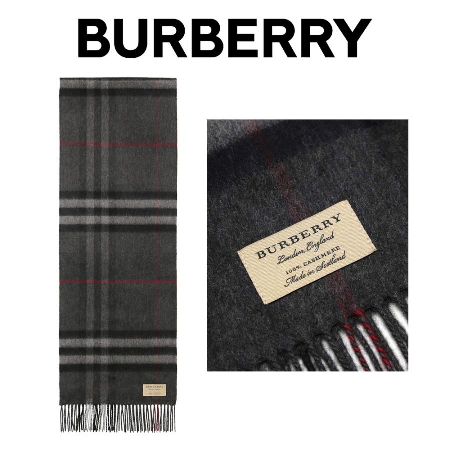 バーバリー マフラー（レディース） バーバリーBURBERRY メンズ マフラー 3913731 0260B CHARCOAL ブラック グレー 海外輸入新古品