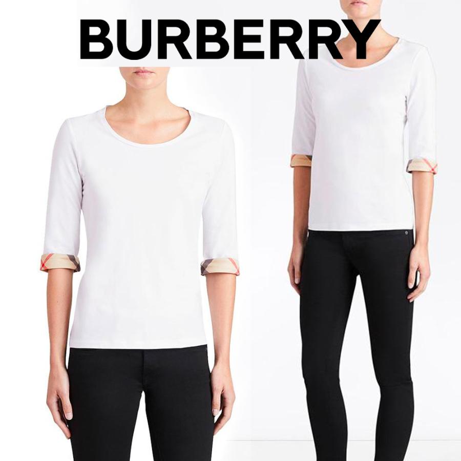 バーバリーBURBERRY レディース ホワイト Tシャツ 3877325 10000 WHITE 海外輸入新古品