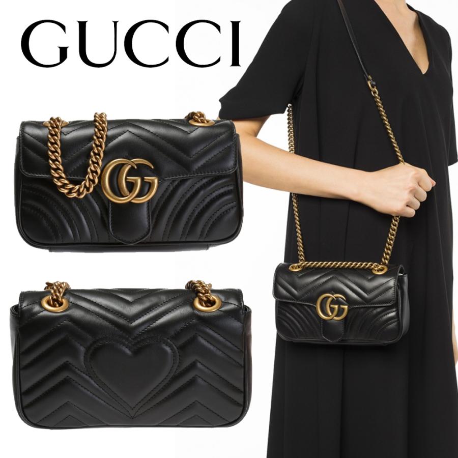 グッチ ショルダーバッグ（レディース） グッチ GUCCI ショルダーバッグ 446744 DTDIT 1000 GGマーモント GG MARMONT ブラック 海外輸入新古品