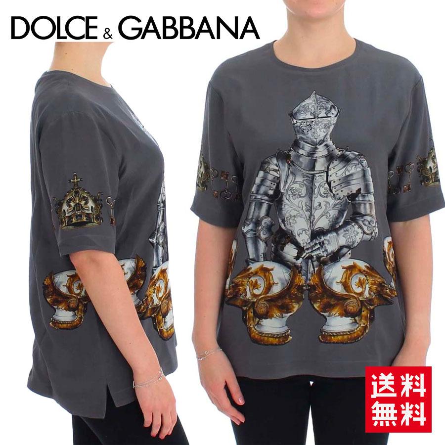 ドルチェ＆ガッバーナ Dolce&Gabbana グレーナイトクラウンプリントTシャツ F8G45T G7ADT S9000 海外輸入新古品