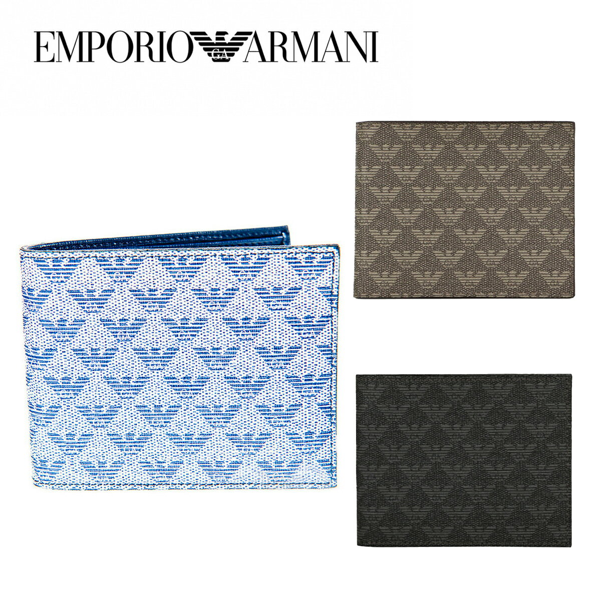 アルマーニ エンポリオアルマーニ EMPORIO ARMANI メンズ ショート 二つ折り財布 YEM176 YH606 86526/ YEM176 YH606 86578/ YEM176 YH606 86715 3色 海外輸入新古品