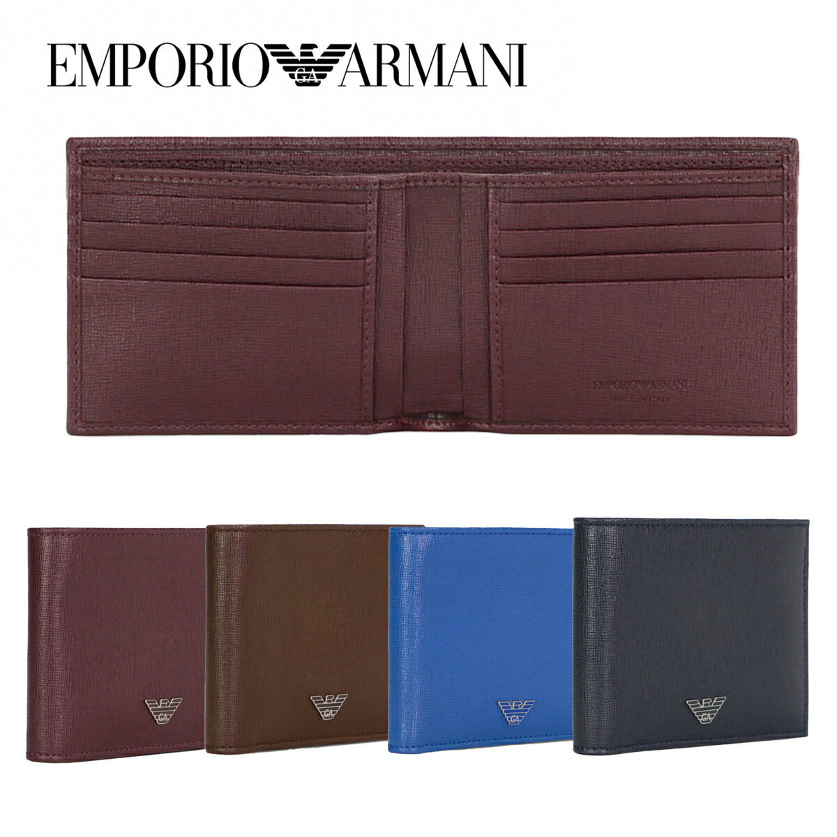 アルマーニ 財布（メンズ） エンポリオアルマーニ EMPORIO ARMANI メンズ ショート 二つ折り財布 4色 海外輸入新古品