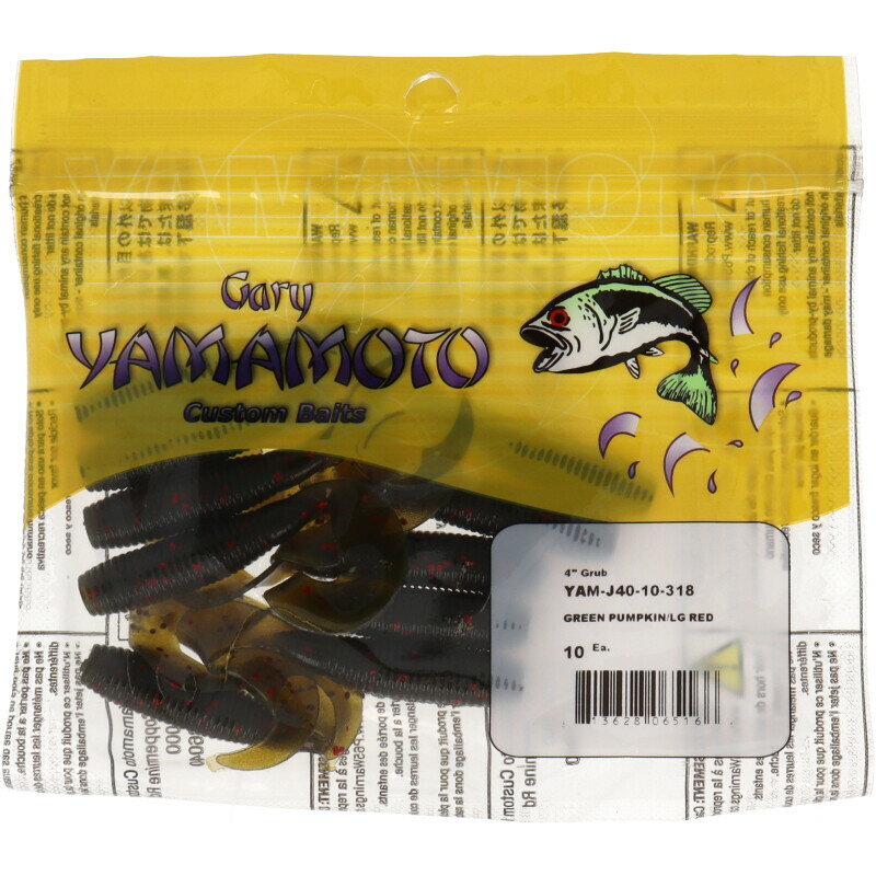 ゲーリーヤマモト ワーム 4インチ グラブ 318 グリーンパンプキン/レッドフレーク【ゆうパケット】
