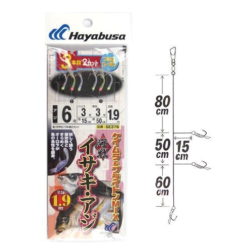 海戦イサキ・アジ ケイムラ＆ブライトンMIX SE376 針6号−ハリス3号