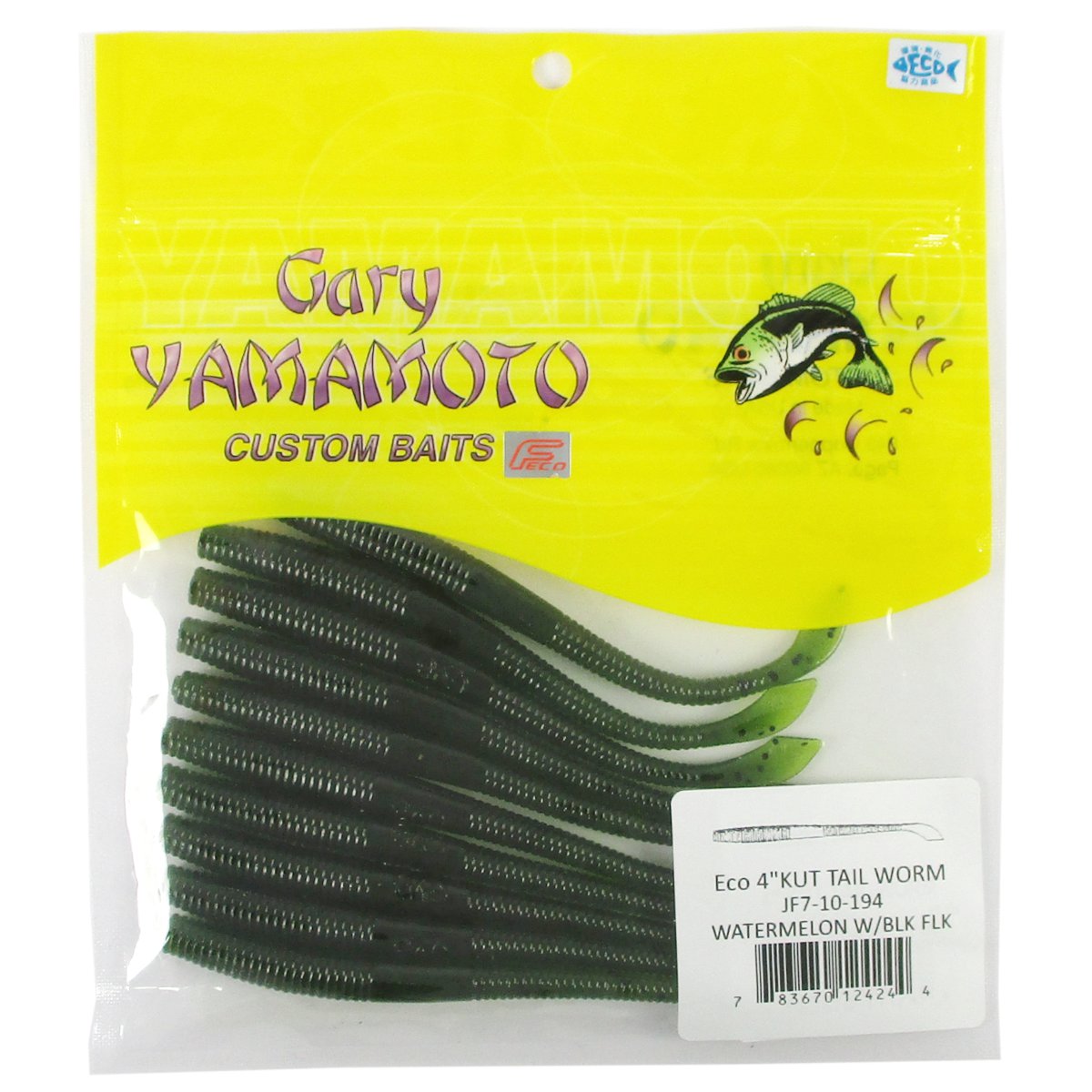 【スーパーSALE！3点購入で最大P26倍！】ゲーリーヤマモト ワーム エコ 4インチ カットテールワーム 194 ウォーターメロンペッパー【ゆうパケット】...
