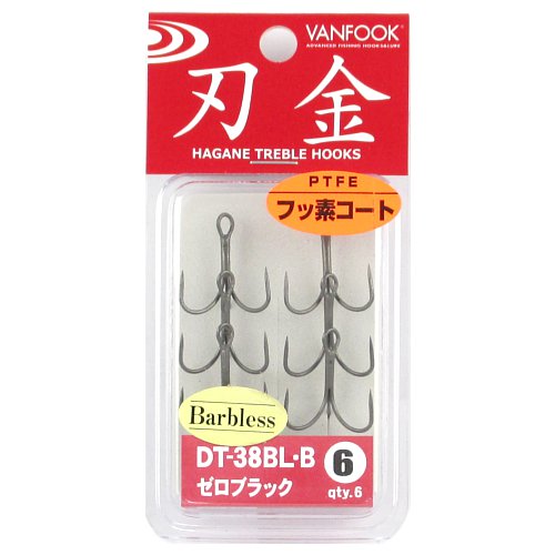 【枚数限定お年玉クーポン！】ヴァンフック 刃金トレブル DT−38BL・B ファインワイヤートレブル ＃6 ゼロブラック【ゆうパケット】