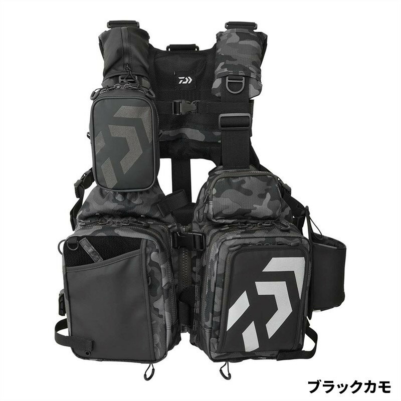 Vests - ダイワ ライフジャケット DF-6026 ベンチクールエアーゲームベスト フリー ブラックカモ
